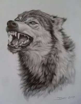 Оскал волка рисунок - 71 фото