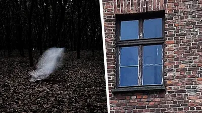 Парень показал фото призраков в окне здания концлагеря Освенцим