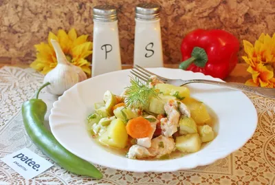 Овощное рагу с курицей и картошкой в казане рецепт с фото пошагово -  1000.menu