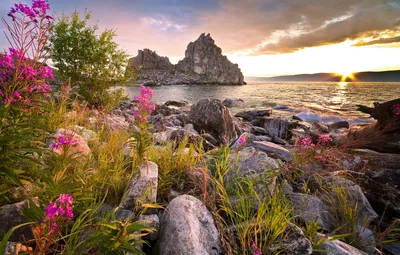 Обои фото, Природа, Озеро, Байкал, Камни, Россия, Пейзаж, Baikal картинки  на рабочий стол, раздел пейзажи - скачать