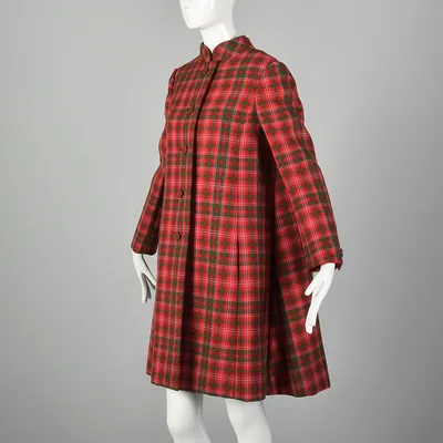 M Geoffrey Beene Red Swing Coat 1960s Green Plaid Heavyweight Jacket 60s  VTG | eBay