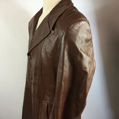 Vintage Hollywood Gangster Grais Leather Mod 60s 70s Retro Zip Liner Coat  Jacket | eBay