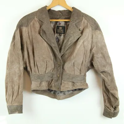 Vintage 80s Brown Leather Jacket Crop Dolman Sleeve Coat Western Biker S  Suede | eBay