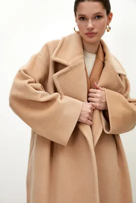 Женское пальто кокон из сури альпака