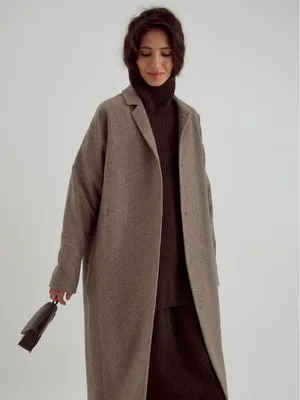 Пальто-кокон двубортное из шерсти и кашемира светло-серый меланж цвет  купить в All We Need