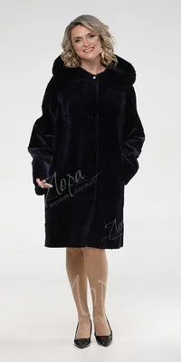 Двустороннее меховое пальто из астрагана с воротником тиграда DSSI32 купить  в Москве