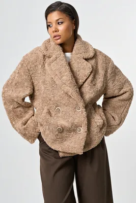 Пальто из искусственного меха Цвет темно-коричневый - RESERVED - TM949-89X