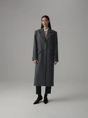 Пальто из шерсти и шелка, цвет Темно-cиний, артикул: FAD11048_610973.  Купить в интернет-магазине FINN FLARE