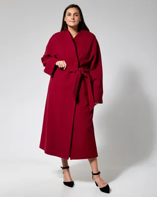 Купить пальто-кимоно в красном оттенке больших размеров | ODEVAIWEAR