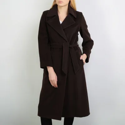 Купить ШЕРСТЯНОЕ УТЕПЛЕННОЕ ПАЛЬТО В СТИЛЕ MAX MARA, КОРИЧНЕВОЕ. АРТ. 1008у  - SPirk.ru