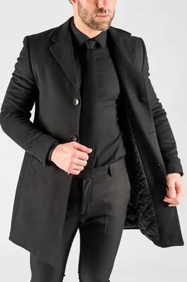 Зимнее мужское пальто черного цвета. Арт.:1-1309-10 – купить в магазине  мужской одежды Smartcasuals