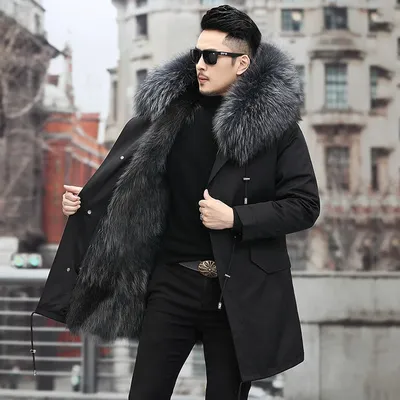 Плотное теплое пальто, мужское зимнее пальто, зимнее Мужское пальто Паркер,  теплое меховое пальто средней и длинной длины, Мужская съемная подкладка |  AliExpress