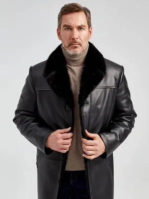 Купить мужское зимнее кожаное пальто с норковым воротником премиум класса  533мех, черное, размер 50, артикул 71062 по цене 89 990 руб. в Москве в  магазине Primo Vello