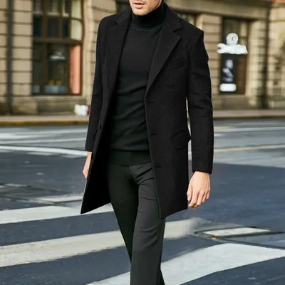Мужской Тренч и дождевик, мужское зимнее пальто с отложным воротником и  длинными рукавами, Стеганая Кожаная куртка, винтажное плотное пальто |  AliExpress