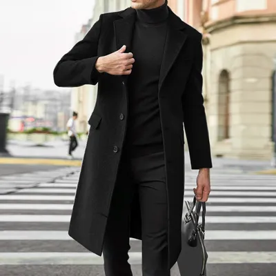 Мужское зимнее пальто с отложным воротником, длинным рукавом, мягкая  кожаная куртка, винтажное плотное пальто светильник Кая непромокаемая  куртка для мужчин | AliExpress