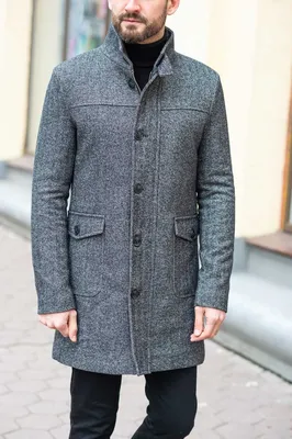 Зимнее мужское пальто серого цвета. Арт.:1-1202-10 – купить в магазине  мужской одежды Smartcasuals