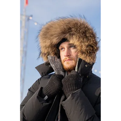 Пальто мужское зимнее Laplanger Флойд Nordic Goose черный/енот |  Интернет-магазин Arctic Zone
