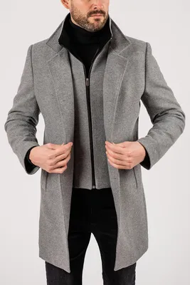 Зимнее пальто серого цвета. Арт.:1-1924-2 – купить в магазине мужской  одежды Smartcasuals