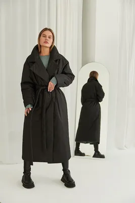 Двубортное oversize пальто из смесовой шерсти черный цвет - LIME