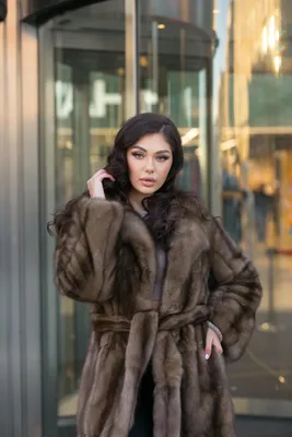 Купить пальто из меха норки с соболем женское 19009(ав), пастельное, размер  52, артикул 32680 по цене 239 990 руб. в Москве в магазине Primo Vello