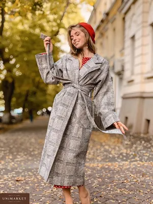 Женское Пальто халат на запах под пояс с широким удлиненным рукавом купить  в онлайн магазине - Unimarket
