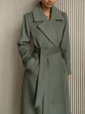 Шерстяное пальто на запах с широким поясом :: LICHI - Online fashion store