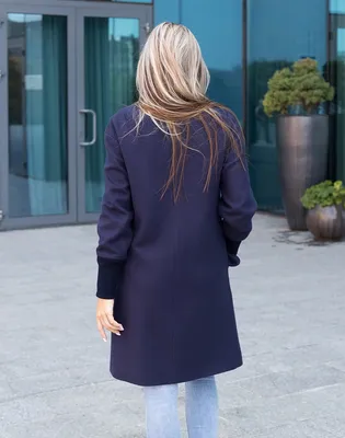 Купить женское пальто синего цвета большого размера