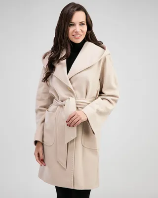 Пальто из шерсти бежевое женское с капюшоном - купить в интернет магазине  МОДА 365