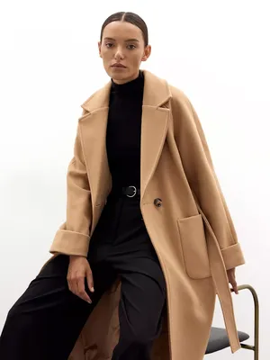 Женское шерстяное пальто с длинным рукавом, бежевое или черное однотонное  элегантное пальто в Корейском стиле, винтажное шерстяное пальто в  минималистичном стиле, зима 2023 | AliExpress