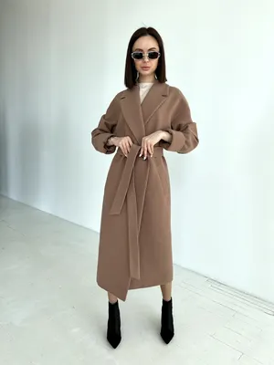 Женское классическое темно-бежевое пальто от производителя Kryhitka Lima |  Украина