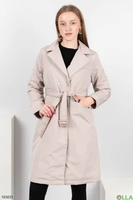 Женское Бежевое зимнее пальто в клетку с поясом купить в онлайн магазине -  Unimarket