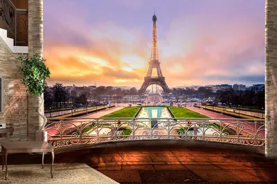 Фотообои Вид на Париж с балкона купить в Москве, Арт. 7-567 в  интернет-магазине, цены в Мастерфресок