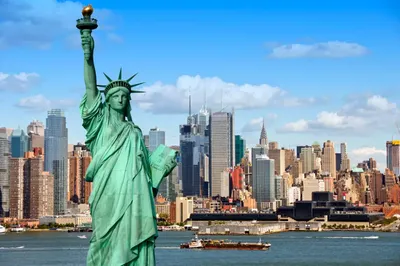 Фотообои Статуя свободы на фоне на фоне Нью-Йорка артикул To-171 купить в  Оренбург|;|9 | интернет-магазин ArtFresco