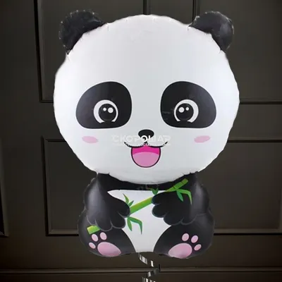 Panda Stuffed Animal, Squatting Panda Plush with Bamboo Leaves