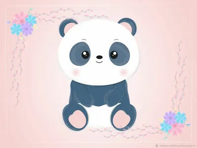 Авторская векторная открытка милой панды – купить на Ярмарке Мастеров –  QW20EBY | Открытки и пригласительные, Калуга