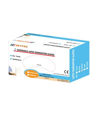 Перчатки диагностические латексные однократной хлоринации Skypro (пар, 50  бл) – купить оптом в Novamed