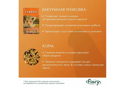 Fiory корм для хомяков Classic - 400 г - купить в Москве | КотМатрос