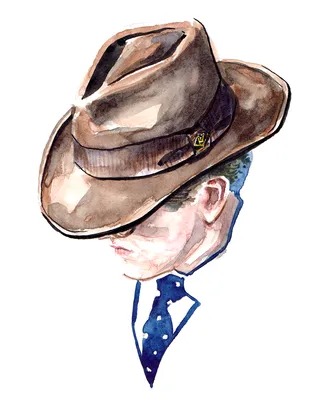 Иллюстрация Мужчина в шляпе в стиле 2d, графика, мода и красота |