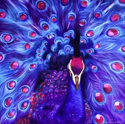 Картина маслом с павлином. Фиолетовый павлин на картине – заказать на  Ярмарке Мастеров – M8L7QRU | Картины, Москва