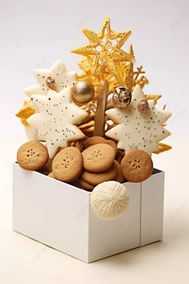 печенье и печенье в белой коробке на вершине дерева Фон Обои Изображение  для бесплатной загрузки - Pngtree