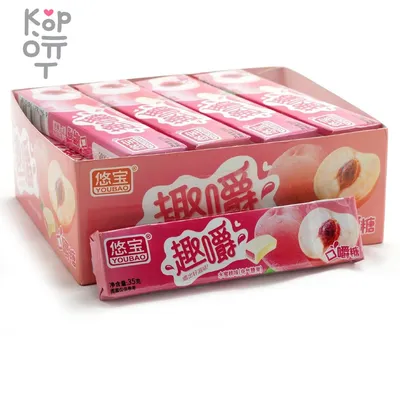 Жевательные конфеты Youbao Candy Сэндвич со вкусом Персика по цене 35 руб.  в интернет магазине Корейские товары для всей семьи(КорОпт)