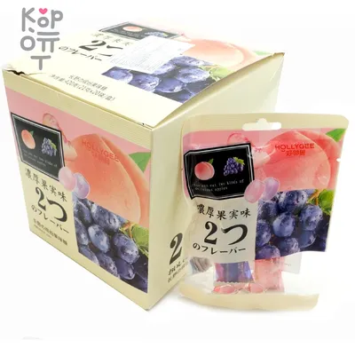 Карамель Hollygee Fruit Flavor со вкусом Винограда и Персика по цене 25  руб. в интернет магазине Корейские товары для всей семьи(КорОпт)