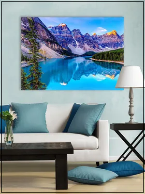 Картина на стену для интерьера \"Голубое озеро в горах\" на натуральном  холсте 70*100 см - купить по низкой цене в интернет-магазине OZON  (484177906)