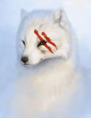 Фото Белый песец с кровавыми полосами у глаза, by Dracontiar