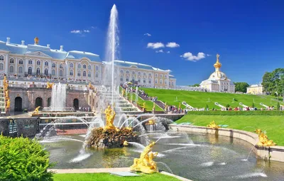 Обои лето, Санкт-Петербург, фонтан, дворец, Петергоф, Петродворец картинки  на рабочий стол, раздел город - скачать
