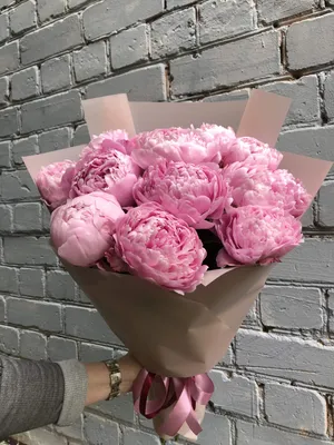Букет из 11 розовых пионов в крафтовой упаковке купить в Твери по цене 7350  рублей | Камелия
