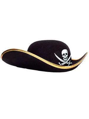 Пиратская шляпа-треуголка с золотой каймой взрослая mk2000 купить в  интернет-магазине - My-Karnaval.ru, доставка по России и выгодные цены