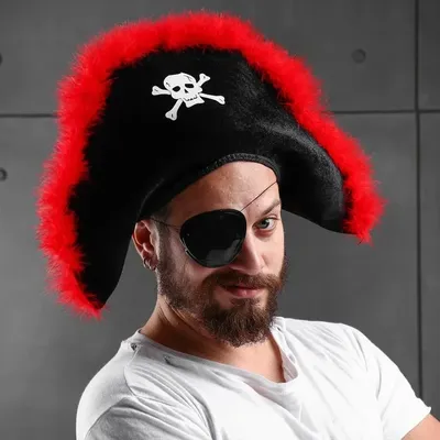 Пиратская шляпа карнавальная/Треуголка пиратская с красной повязкой/Шляпа  Пиратская 56 см купить по цене 399 ₽ в интернет-магазине KazanExpress