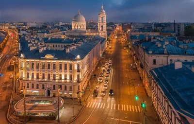 Обои город, здания, дороги, дома, вечер, Питер, освещение, Санкт-Петербург,  улицы картинки на рабочий стол, раздел город - скачать