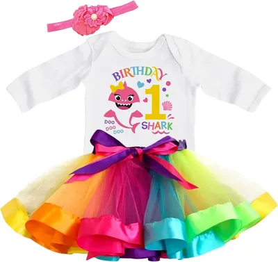 BABY SHARK Dress --With NAME--2 second 2nd Birthday Tutu Pink Party Shirt |  eBay